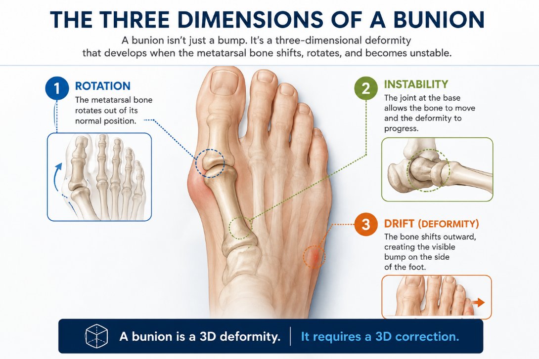 The three dimensions of a bunion: rotation, instability, and drift
