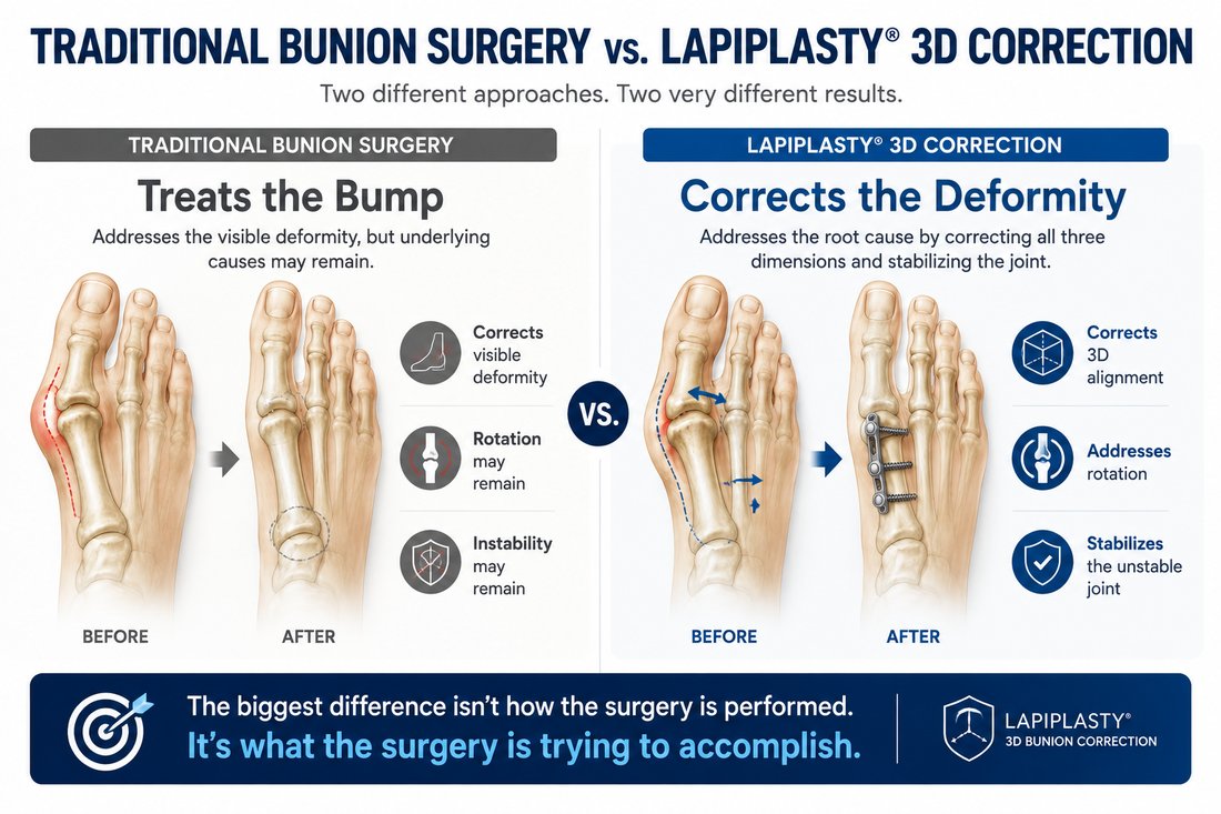 Traditional bunion surgery vs Lapiplasty 3D correction