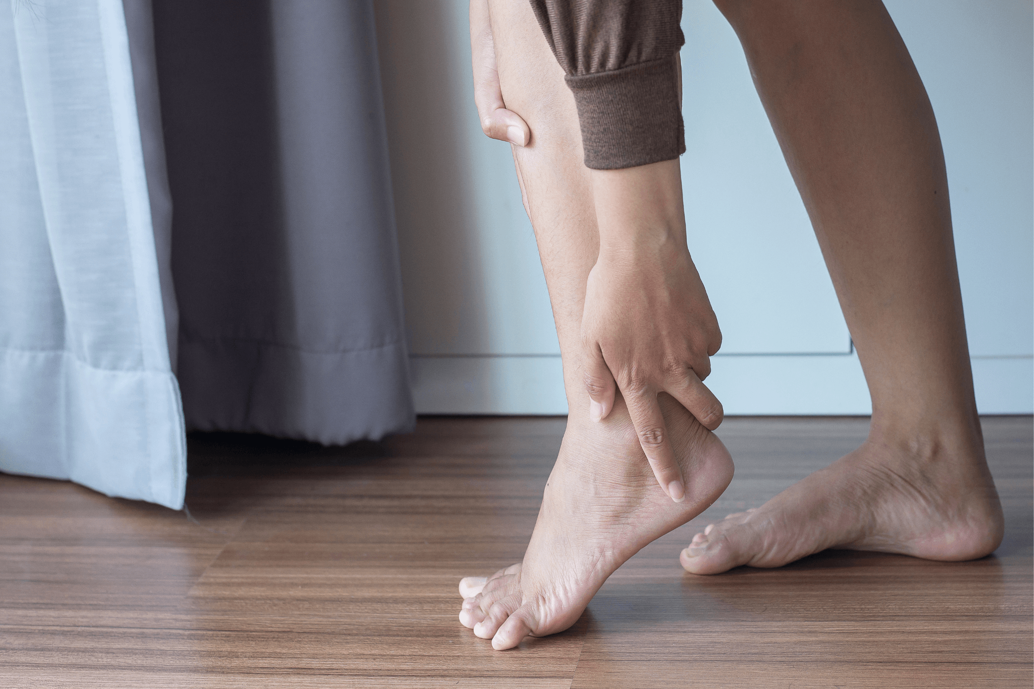 Woman having heel pain,Female feeling exhausted and painful