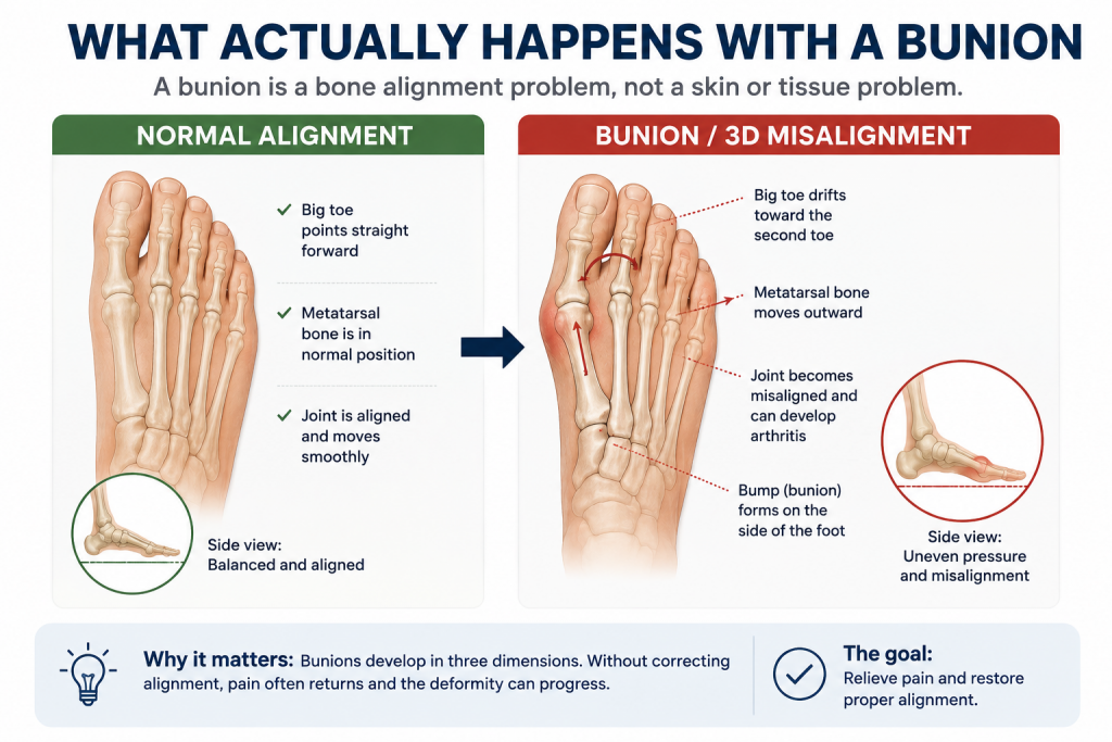 Illustration: What Actually Happens with a Bunion; it's a bone alignment problem
