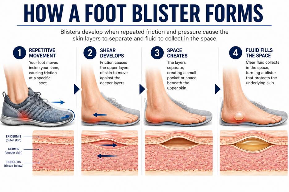Illustration: How a Foot Blister Forms